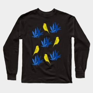 Yellow bird Parrot Pattern Long Sleeve T-Shirt